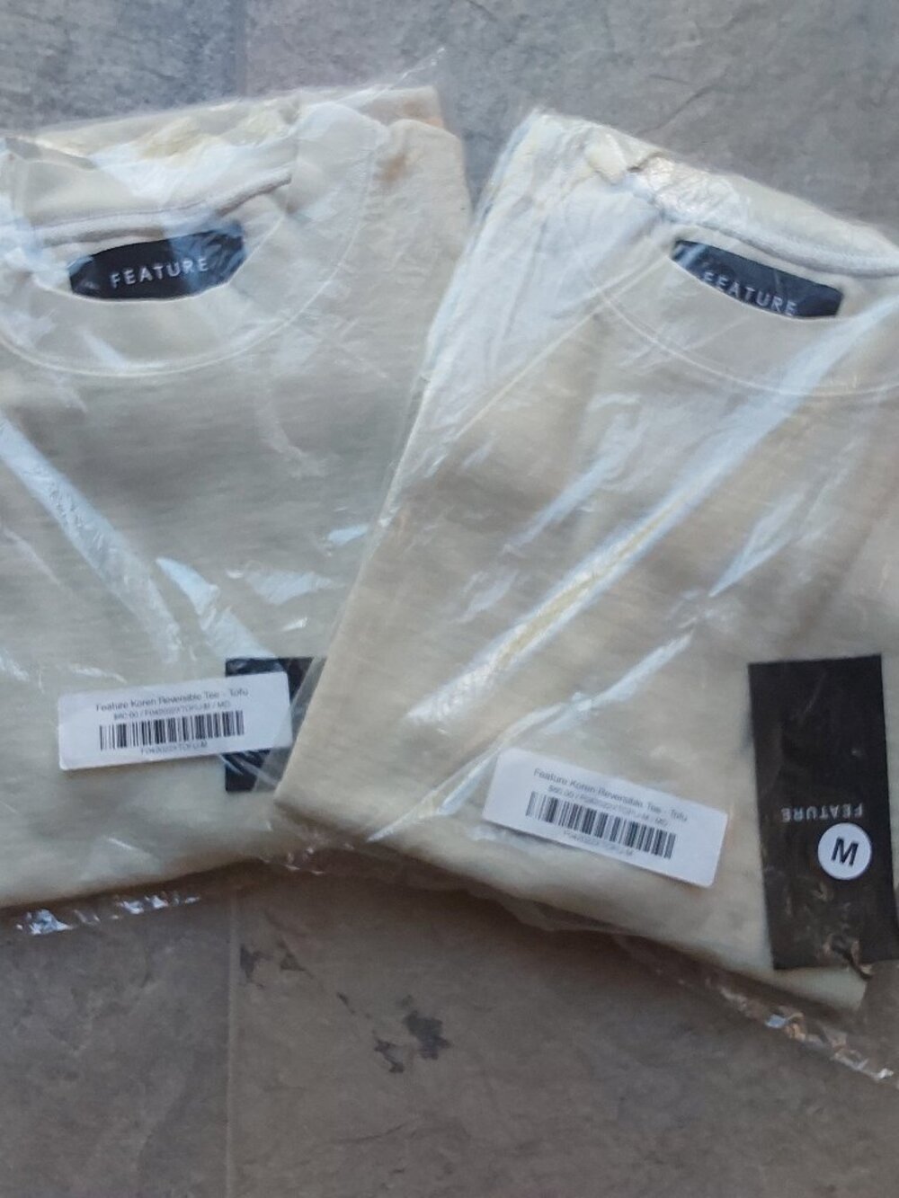 Feature Koren Reveresible Tee , Medium Cream Brand New x2 Bundle